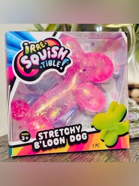 Squishy Balloon Dog PINK Glitter